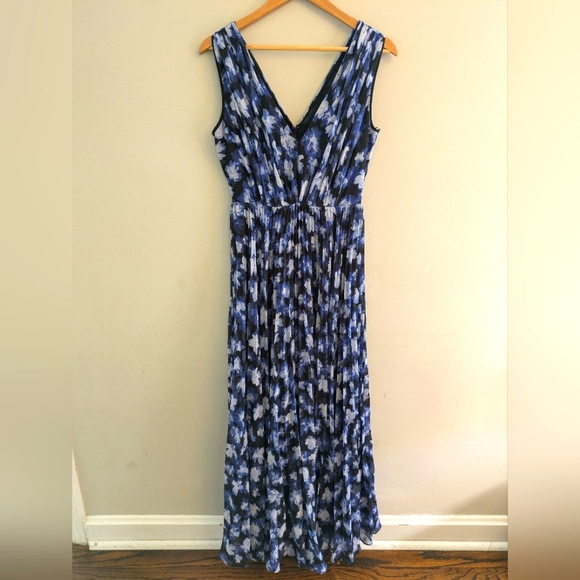Monique Lhuillier Melanie Blue Floral Maxi Dress Size 4 - Picture 5 of 6